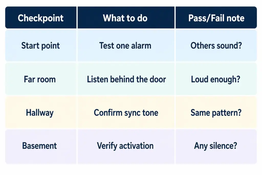 Test Interconnected Fire Alarms (Does Every Unit Sound)