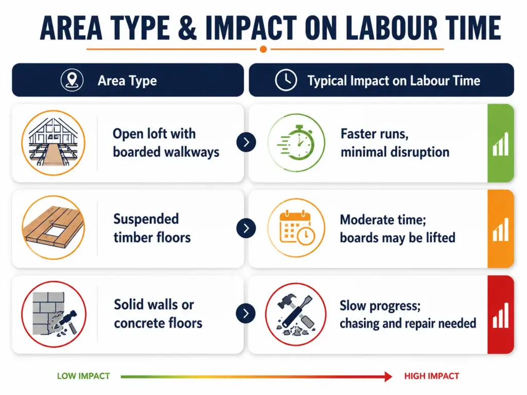 Cable Access (Lofts, Floors, Walls) and Labour Time